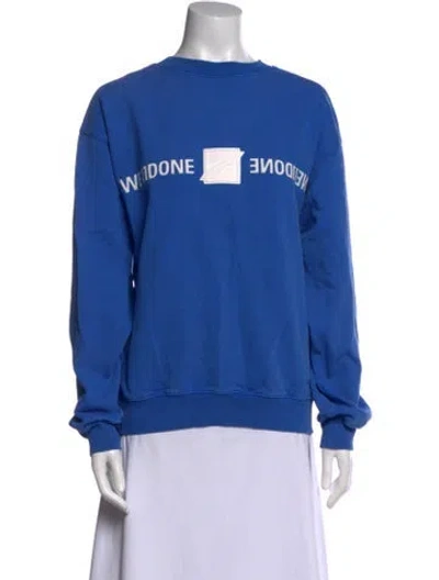 Pre-owned We11 Done Graphic Print Crew Neck Sweatshirt In Blue