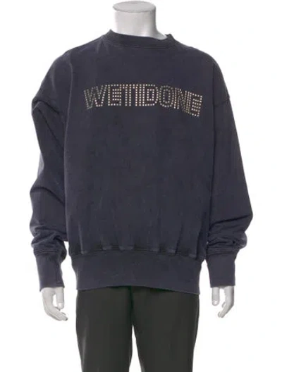 Pre-owned We11 Done Graphic Print Crew Neck Sweatshirt In Blue