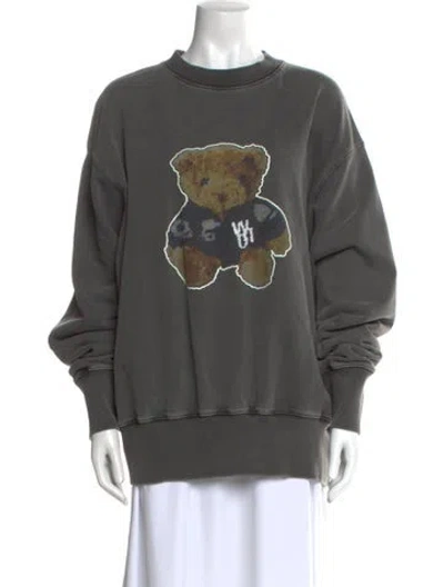 Pre-owned We11 Done Graphic Print Crew Neck Sweatshirt In Gray