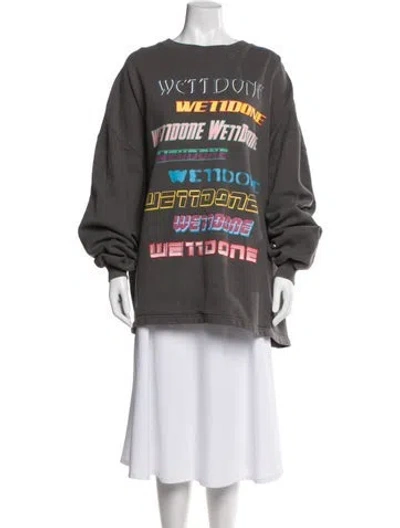 Pre-owned We11 Done Graphic Print Crew Neck Sweatshirt In Gray