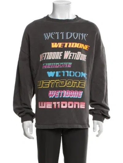 Pre-owned We11 Done Graphic Print Crew Neck Sweatshirt In Green