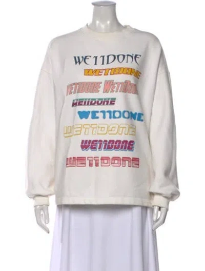 Pre-owned We11 Done Graphic Print Crew Neck Sweatshirt In White