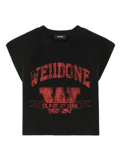 We11 Done Graphic-print Cropped Top In Black