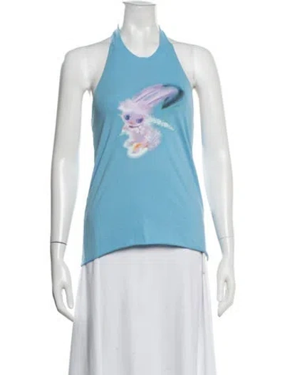 Pre-owned We11 Done Graphic Print Halterneck Top In Blue
