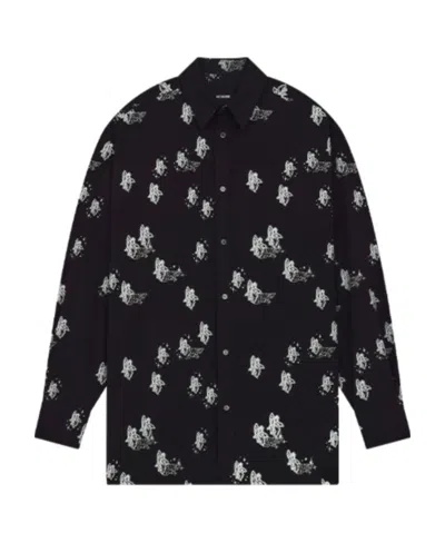 We11 Done Graphic-print Long-sleeve Shirt In Black