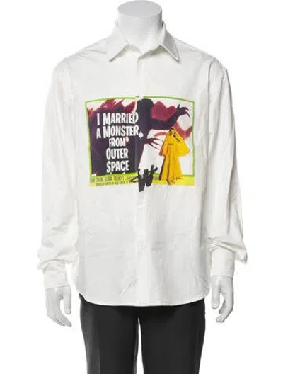 Pre-owned We11 Done Graphic Print Long Sleeve Shirt In White
