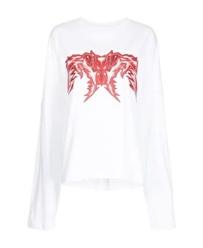 We11 Done Graphic-print Long-sleeves T-shirt In White