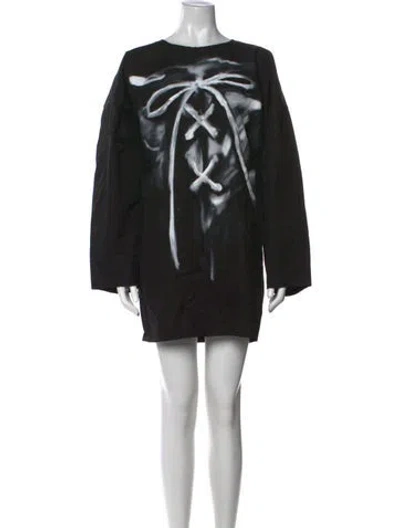 Pre-owned We11 Done Graphic Print Mini Dress In Black