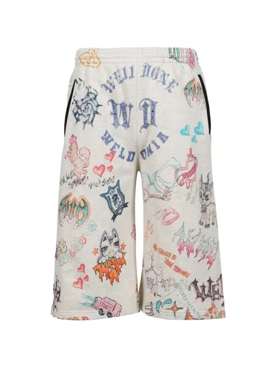 We11 Done Doodle Printed Shorts In Multi