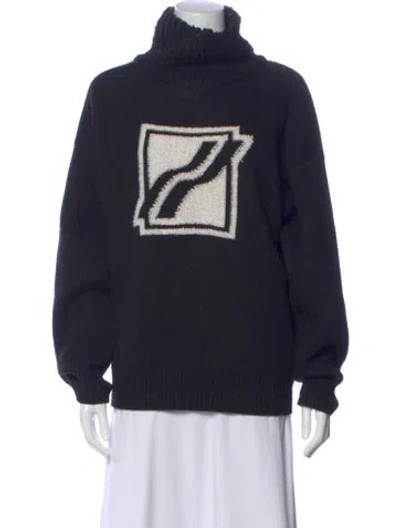 Pre-owned We11 Done Graphic Print Turtleneck Sweater In Blue