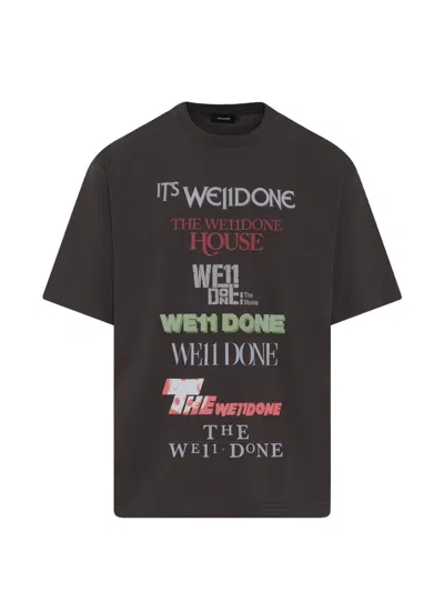 We11 Done Multi Graphic Logo T-shirt In Gray