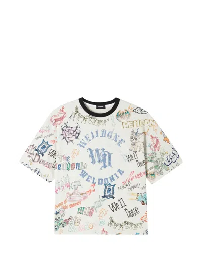We11 Done Graphic-print Cotton T-shirt In Neutral