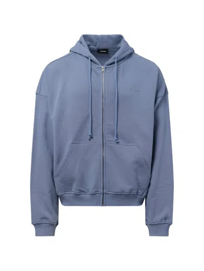 We11 Done Graphic-print Zip-up Hoodie In Blue