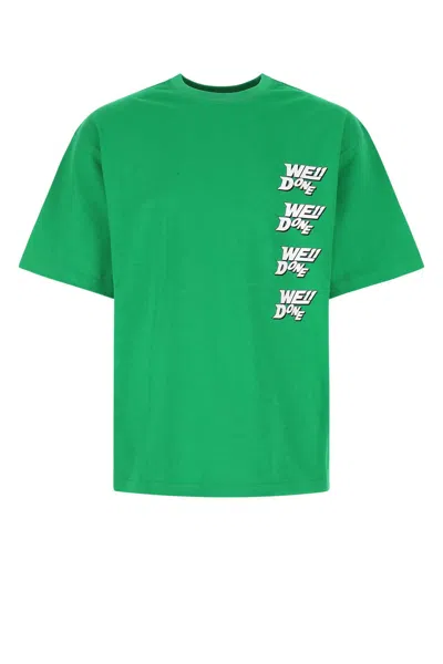 WE11 DONE GRASS GREEN COTTON OVERSIZE T-SHIRT