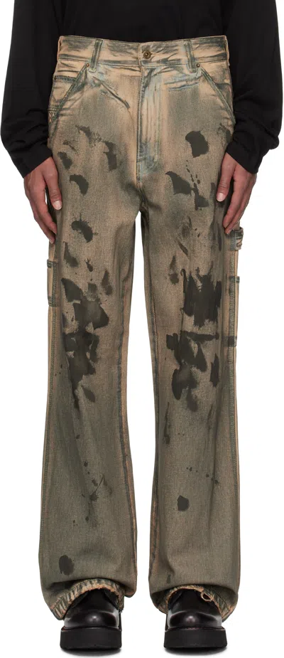We11 Done Gray & Beige Carpenter Jeans