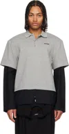 We11 Done Gray & Black Layered Polo In Gray