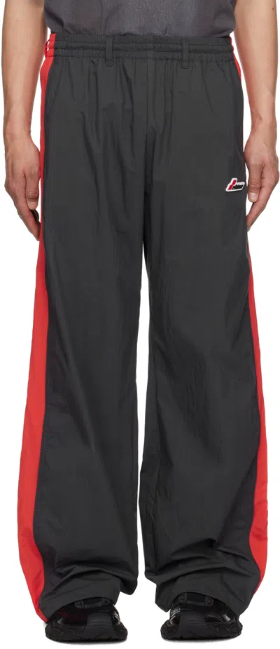 We11 Done Gray & Red Selldone Colorblock Track Pants In Charcoal