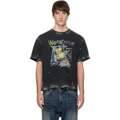 We11 Done Gray Anniversary Teddy T-shirt In Black