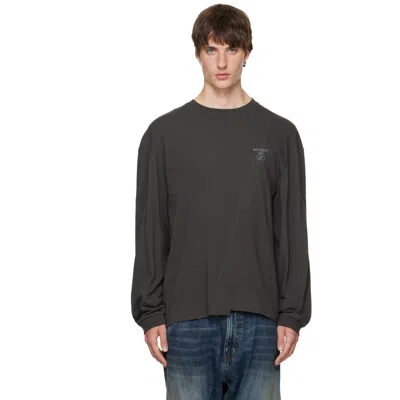We11 Done Gray Asymmetric Long-sleeved T-shirt In Animal Print