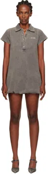 We11 Done Gray Bubble Polo Minidress In Gray
