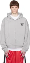 We11 Done Gray College Zip-up Hoodie