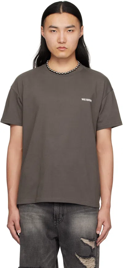 We11 Done Gray Cotton Mini Logo T-shirt In Charcoal