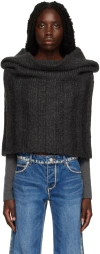 We11 Done Gray Cowl Sweater In Charcoal
