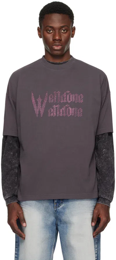We11 Done Gray Crystal-cut T-shirt In Dark Grey