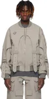 We11 Done Gray Double Layered Ma-1 Bomber Jacket In Grey