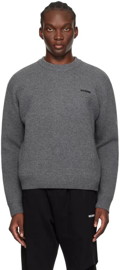 We11 Done Gray Embroidered Sweater In Charcoal