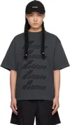 We11 Done Gray Front Logo T-shirt In Charcoal