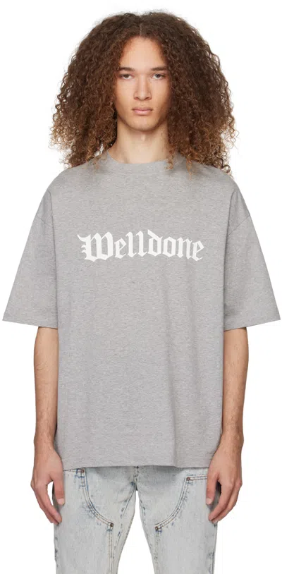 We11 Done Gray Gothic T-shirt In Melange Grey
