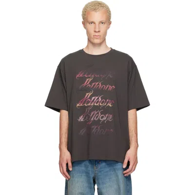 We11 Done Gray Gradient Logo T-shirt In Brown
