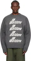 We11 Done Gray Jacquard Sweater In Grey