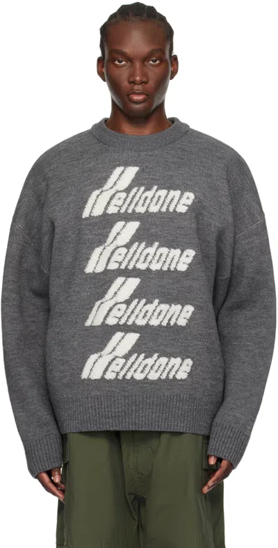We11 Done Gray Jacquard Sweater In Grey