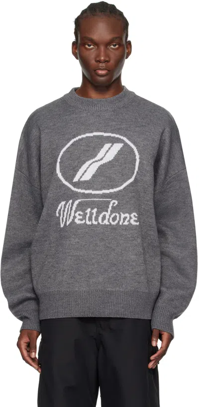 We11 Done Gray Jqd Sweater In Grey