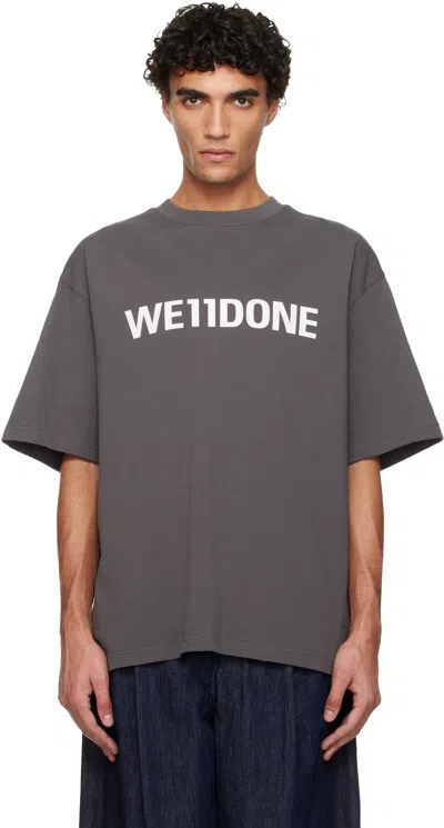 We11 Done Gray Large Basic Logo T-shirt