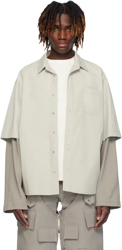 We11 Done Gray Layered Shirt In Grey