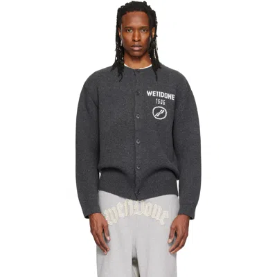 We11 Done Grey Logo Classic Cardigan