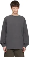 We11 Done Gray Logo Metal Chip Long Sleeve T-shirt In Multi