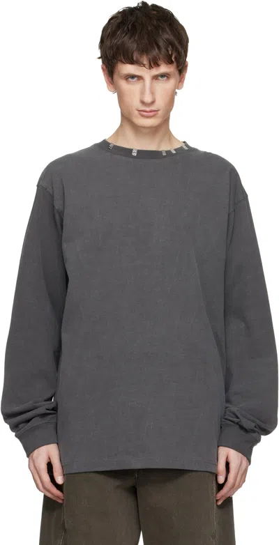 We11 Done Gray Logo Metal Chip Long Sleeve T-shirt In Multi