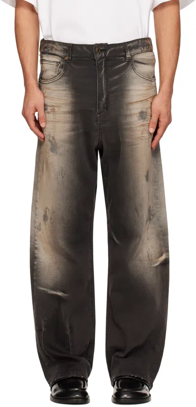We11 Done Gray Loose-fit Dirty Jeans In Black