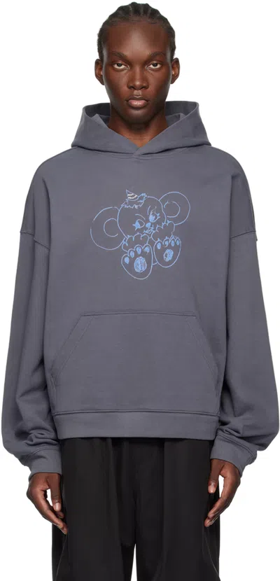 We11 Done Gray Monster Hoodie In Charcoal