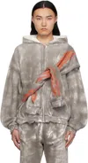 We11 Done Gray Muddy 4 Sleeves Hoodie In Black