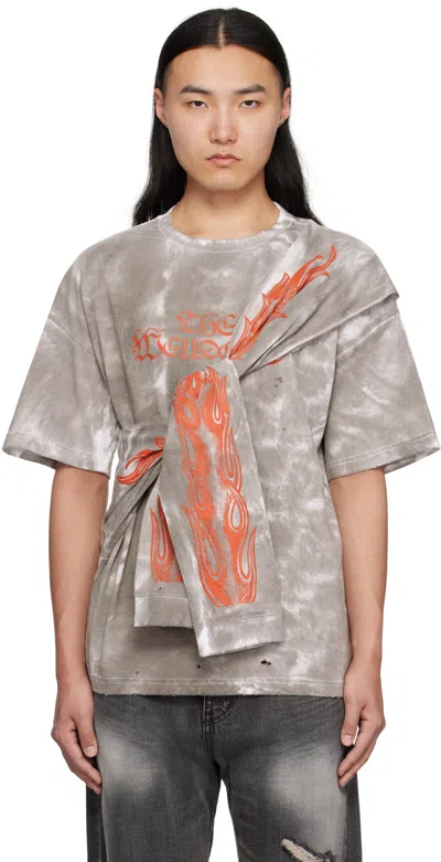 We11 Done Gray Muddy 4 Sleeves T-shirt In Black