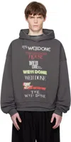 We11 Done Gray Multi Logo Print Hoodie In Gray