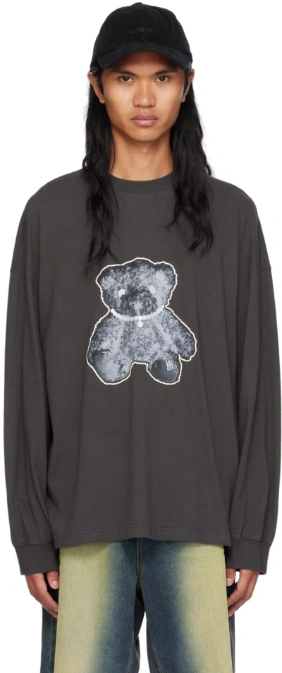 We11 Done Gray Necklace Teddy Long Sleeve T-shirt In Charcoal