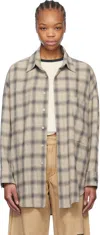 We11 Done Gray Oversized Check Pocket Shirt In Grey