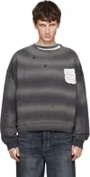 We11 Done Gray Paper Note Grunge Sweatshirt In Multi