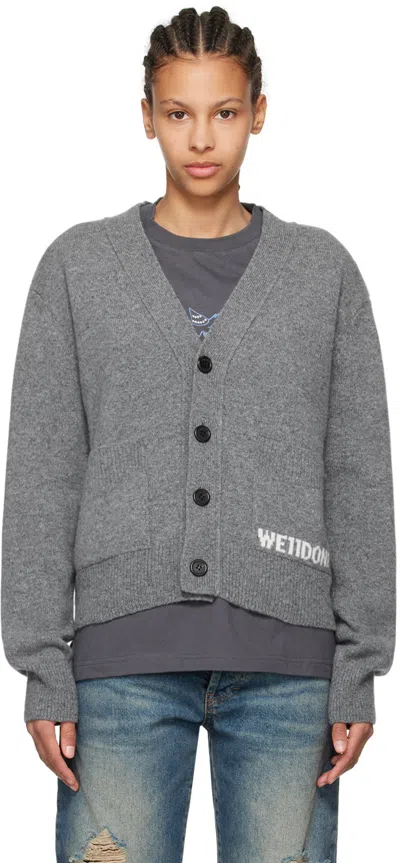 We11 Done Gray Patch Pocket Cardigan In Charcoal